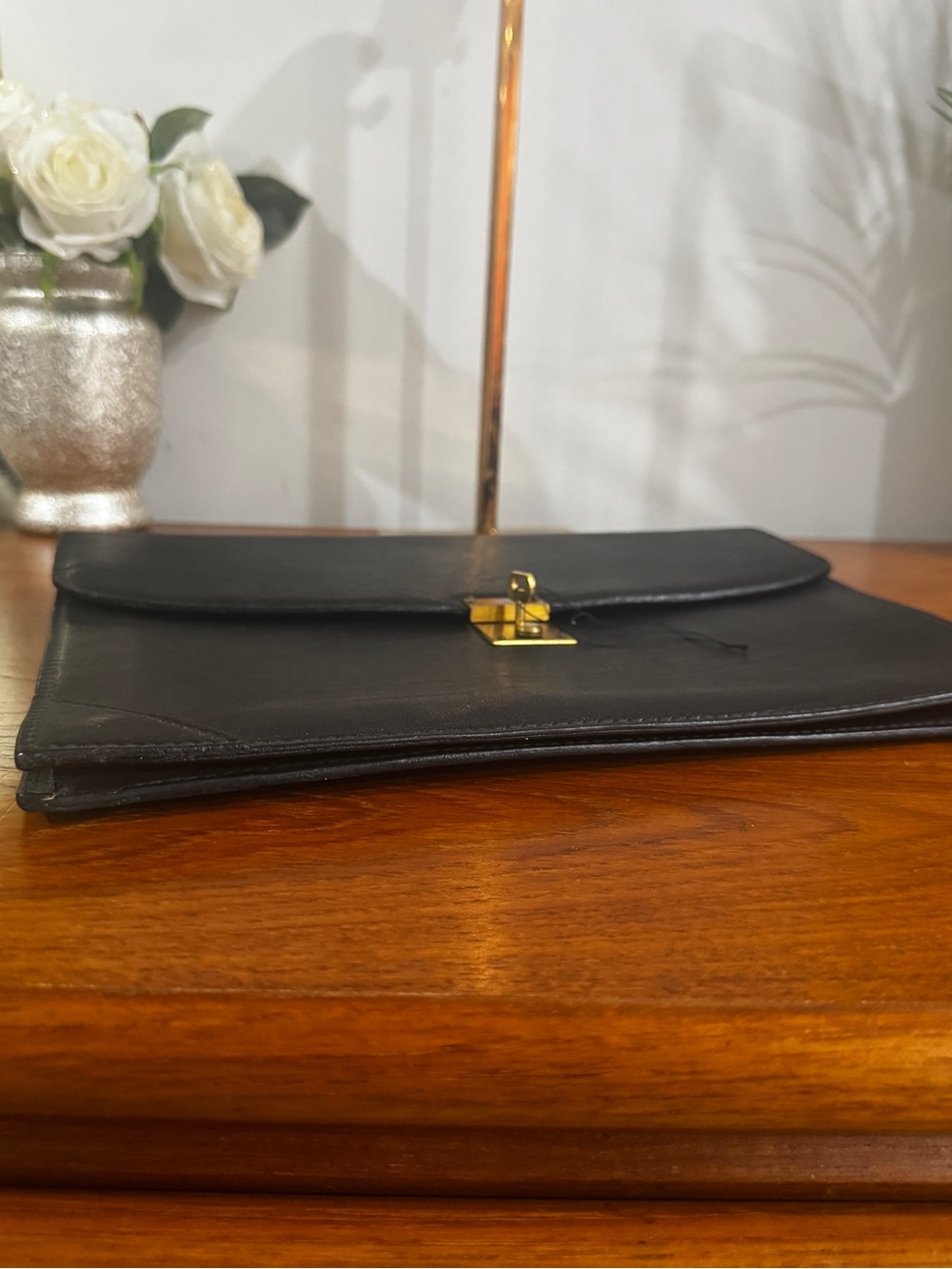 Gazzarrini Firenze Black Leather Men’s Document Folio Gold Lock have the key - Picture 11 of 14